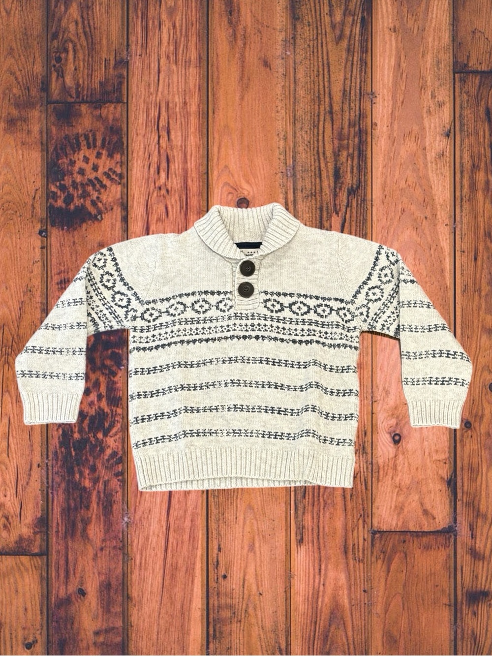 Mayoral Street Couture Boys Knit Sweater Size 4 Fair Isle Button Collar